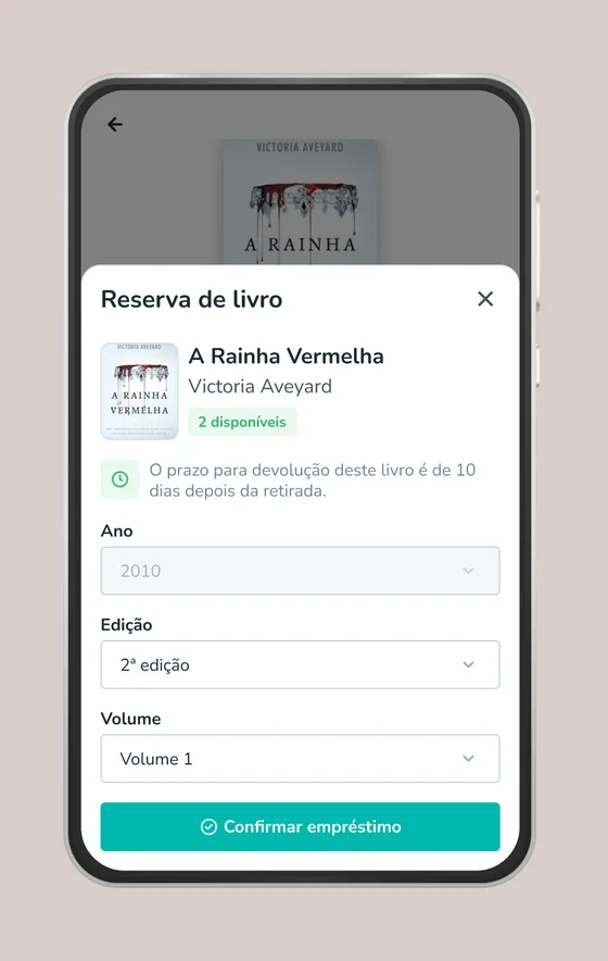 Confirmação de reserva com edição, volume e prazo
