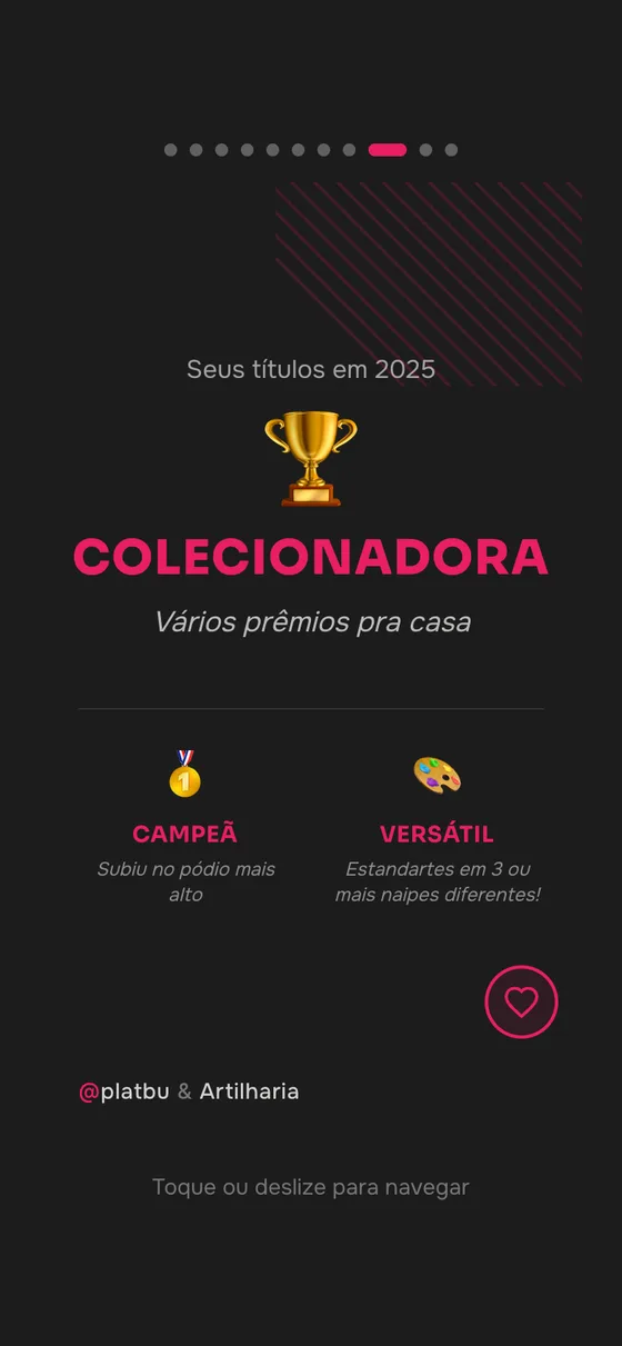 Tela de títulos da Artilharia, com a badge mais rara em destaque