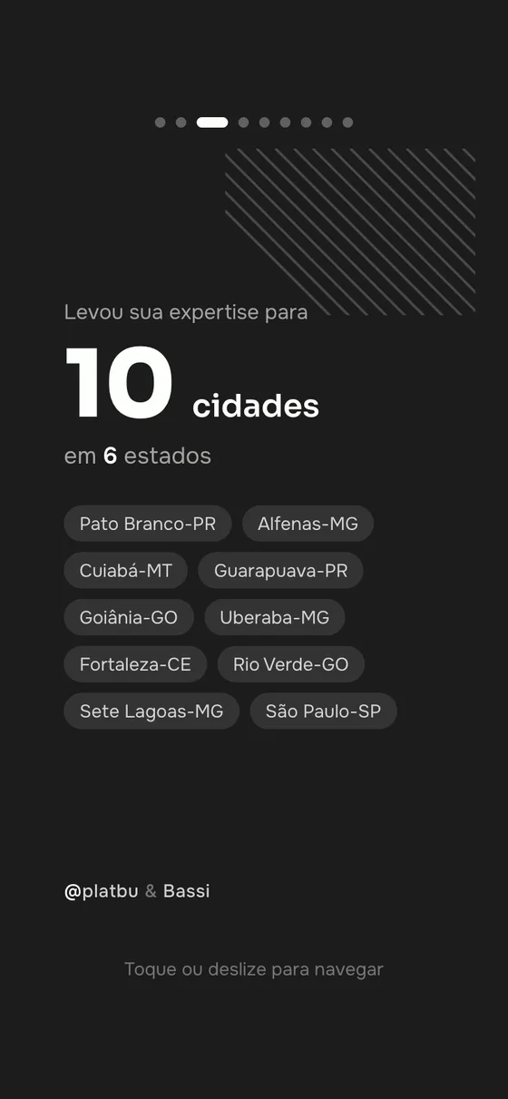 Tela do jurado Bassi, com dez cidades em seis estados